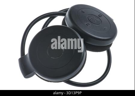 Cuffie senza fili isolati su sfondo bianco Foto Stock