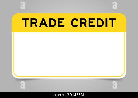 Banner per etichette con titolo giallo con credito commerciale e spazio per copia bianco, su sfondo grigio Illustrazione Vettoriale