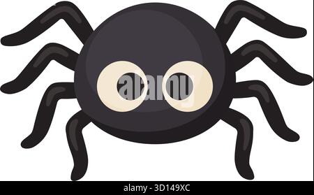 Carino ragno. Design piatto alla moda e disegnato a mano, isolato. Il personaggio di Halloween è perfetto per decorazioni natalizie, adesivi, inviti alle feste e design spettrale. Illustrazione vettoriale Illustrazione Vettoriale