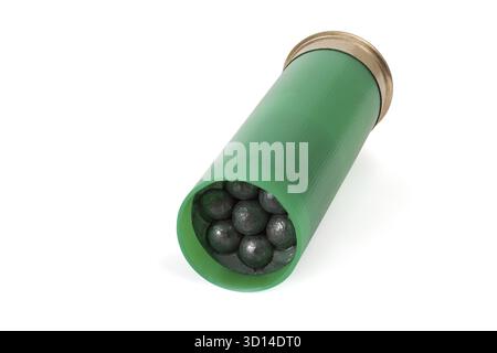Cartuccia di caccia isolata su sfondo bianco Foto Stock