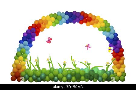 Arcobaleno da palloncini su sfondo bianco Foto Stock