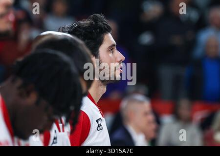 Davide Alviti #2 della pallacanestro Varese Openjobmetis visto durante LBA Lega Basket Una partita di regular season 2025/26 tra pallacanestro Varese Openjobmetis e Dolomiti energia Trentino all'Itelyum Arena di Varese. Punteggio finale pallacanestro Varese Openjobmetis 74 | 85 Dolomiti energia Trentino Foto Stock