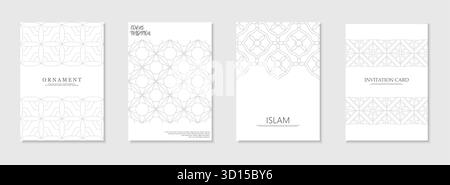 Collezione di coperture geometriche ornamentali tradizionali in stile classico. Eleganti sfondi decorativi, modelli, cartelloni, brochure, striscioni. Bianco Illustrazione Vettoriale