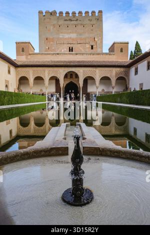 Granada, Spagna - 21 ottobre 2025: Corte dei mirtilli presso i Palazzi Nasridi, l'Alhambra Foto Stock