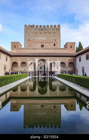 Granada, Spagna - 21 ottobre 2025: Corte dei mirtilli presso i Palazzi Nasridi, l'Alhambra Foto Stock