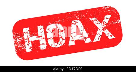 Timbro in gomma grunge con BUFALA di testo. Etichetta di avvertimento rossa di Distressed per il concetto di Fake News Illustrazione Vettoriale