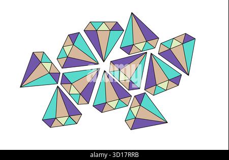 Le colorate pietre di diamanti sono visibili in un'immagine vettoriale. Illustrazione Vettoriale