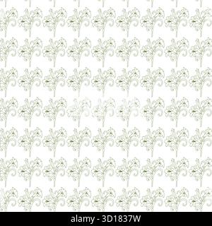 Delicato motivo floreale con delicati colori pastello e dettagli intricati isolati su sfondo bianco Illustrazione Vettoriale