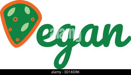 Design vettoriale tipografico vegano per centri sanitari, negozi biologici e vegetariani, poster, logo. Testo vettoriale vegano. Caratteri calligrafici fatti a mano. Illustrazione Vettoriale