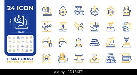 Fabbricazione del metallo due icone di linea colorate impostate Illustrazione Vettoriale