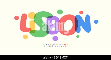 Font Carnevale Festival, alfabeto colorato brillante, lettere giocose di cartone, carattere spiritoso Funky, logo festivo gioioso, titolo comico divertente, Bouncy Illustrazione Vettoriale