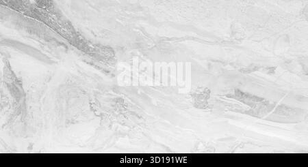 Marmo grigio chiaro con consistenza liscia ad alta risoluzione, argento bianco tenue e venature a carbone più scure. Pattern fluido e organico caratterizzato swee Foto Stock