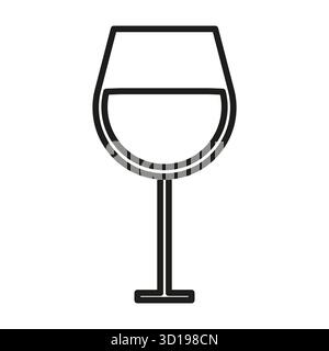 Icona bicchiere di vino. Simbolo della bevanda. Delineare la forma vettoriale alcol. Oggetto festa di celebrazione. EPS 10. Illustrazione Vettoriale