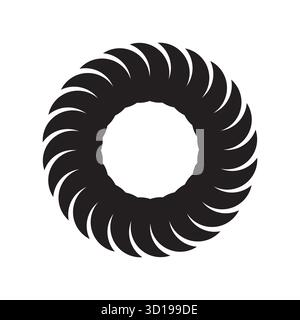 Icona di ripetizione circolare. Simbolo astratto radiale. Linea rotonda forma vettoriale. Elemento geometrico pneumatico. EPS 10. Illustrazione Vettoriale