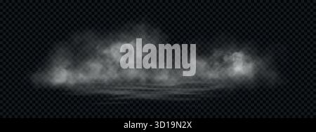 Vapore spesso bianco isolato su sfondo trasparente Illustrazione Vettoriale