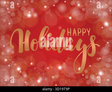 Lettere disegnate a mano buone vacanze. Disegna biglietti d'auguri per le festività natalizie e inviti a buon Natale e felice anno nuovo e festività stagionali Illustrazione Vettoriale