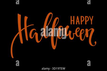 Halloween felice. Calligrafia creativa disegnata a mano e pennarello con pennarello. Design per biglietti di auguri per le vacanze e invito, volantini, poster, banner hal Illustrazione Vettoriale