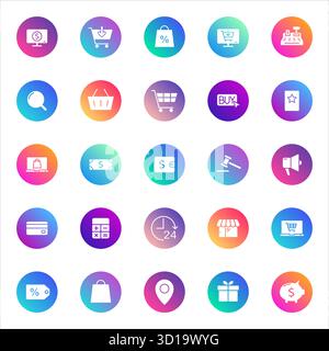 icone vettoriali sulle sfumature di colore Illustrazione Vettoriale