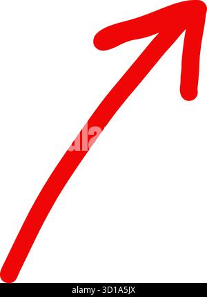 Linea di frecce rosse fatte a mano che puntano verso l'alto il vettore isolato su bianco che rappresenta il successo della crescita e il progresso ideale per il tema creativo o motivazionale aziendale Illustrazione Vettoriale