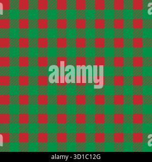 Motivo a quadri senza cuciture nei classici colori natalizi del rosso e del verde. Tartan, check, or gingham background. Illustrazione Vettoriale