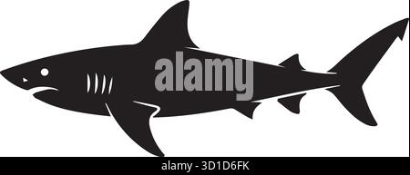 illustrazione vettoriale della silhouette dello squalo Illustrazione Vettoriale