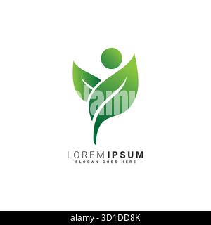 Green Leaf Health Care e logo fitness Illustrazione Vettoriale