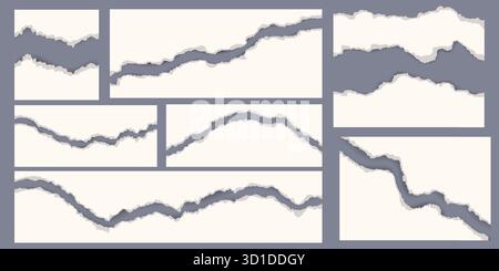 Carta strappata con bordi strappati. Strappare pezzi di foglio. Pagine notebook per il design di collage e scrapbooking. Modello vintage con elementi ruvidi Illustrazione Vettoriale