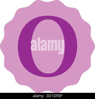 Lettera viola o Design vettoriale isolato su sfondo bianco. Perfetto per carte didattiche, grafica tipografica creativa, design alfabetico moderno. Illustrazione Vettoriale