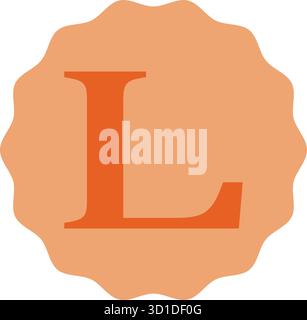 Design vettoriale Letter L arancione isolato su sfondo bianco. Ideale per materiali didattici, tipografia creativa, grafici di apprendimento alfabetici e poster Illustrazione Vettoriale