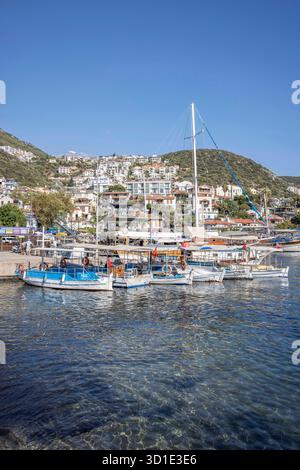 kas is a seaside town on the Mediterranean coast in turkey with a busy harbour and pretty old town Foto Stock