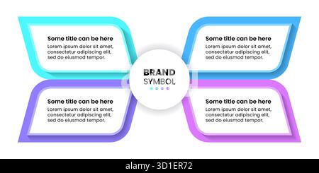 Modello infografico con 4 opzioni o passaggi. Può essere utilizzato per il layout del flusso di lavoro, il diagramma, il banner, il webdesign. Illustrazione vettoriale Illustrazione Vettoriale