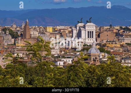 Vista panoramica dal Belvedere del Gianicolo - Roma, Italia Foto Stock