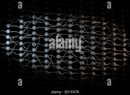 La rete neurale. Neurone rete e collegamenti. 3D render Foto Stock