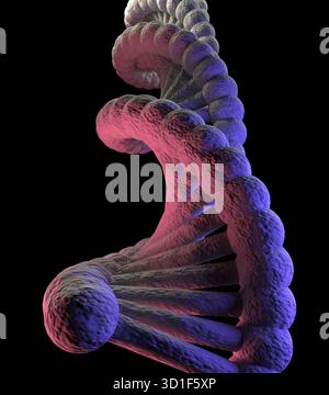 Molecola di DNA di rosso e di blu su nero Foto Stock