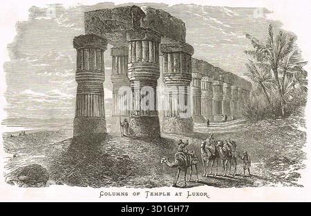 Le colonne del Tempio di Luxor, Egitto, nel XIX secolo Foto Stock