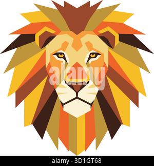 Illustrazione geometrica del volto del leone – Bold Abstract Animal Art per progetti di design moderno Illustrazione Vettoriale