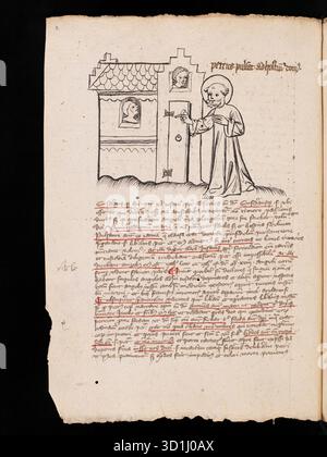 Pagina da un postile sugli atti degli Apostoli, sull'Apocalisse e sulle lettere canoniche, scritte nel 1405-1407 dal sacerdote di Friburgo Rüdiger Schopf Foto Stock