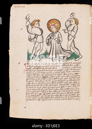 Pagina da un postile sugli atti degli Apostoli, sull'Apocalisse e sulle lettere canoniche, scritte nel 1405-1407 dal sacerdote di Friburgo Rüdiger Schopf Foto Stock