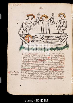 Pagina da un postile sugli atti degli Apostoli, sull'Apocalisse e sulle lettere canoniche, scritte nel 1405-1407 dal sacerdote di Friburgo Rüdiger Schopf Foto Stock