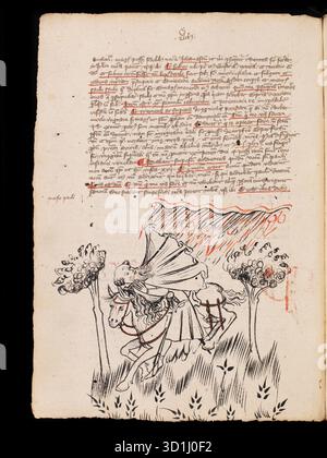 Pagina da un postile sugli atti degli Apostoli, sull'Apocalisse e sulle lettere canoniche, scritte nel 1405-1407 dal sacerdote di Friburgo Rüdiger Schopf Foto Stock
