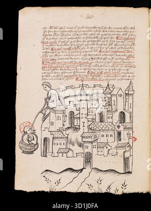 Pagina da un postile sugli atti degli Apostoli, sull'Apocalisse e sulle lettere canoniche, scritte nel 1405-1407 dal sacerdote di Friburgo Rüdiger Schopf Foto Stock