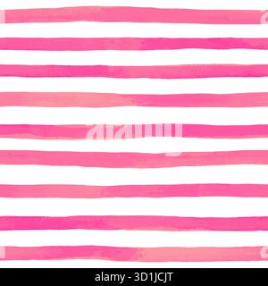 Splendido motivo senza cuciture con strisce rosa ad acquerello. pennellate dipinte a mano, sfondo a strisce. Illustrazione vettoriale Illustrazione Vettoriale