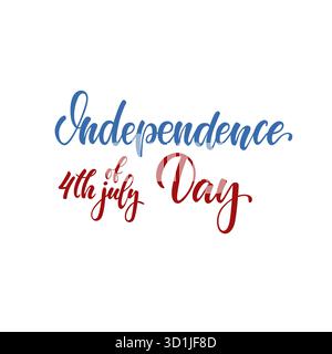 Tessera del buon giorno dell'indipendenza. Scheda tipografica indipendenza del paese. Moderno testo calligrafico a pennello bianco e nero. Tipografia scritta a mano Illustrazione Vettoriale