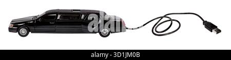 Periferiche di lusso mostrate da una limousine con un cavo USB Foto Stock