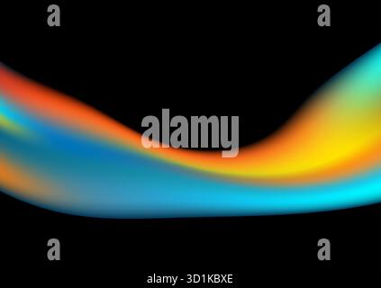 Blu arancione astratta onda liquida uniforme su sfondo nero. Progettazione vettoriale Illustrazione Vettoriale