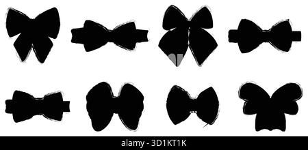 Cravatta, fiocco regalo, fiocco a nastro, set di icone Fashion Bow Vector Illustrazione Vettoriale