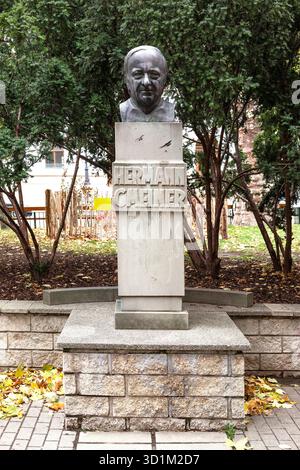Hermann-Gmeiner-Denkmal, Gründer von SOS Kinderdorf, Parco a Wien, Österreich // Monumento Hermann Gmeiner, fondatore del villaggio per bambini SOS, parco a Vienna, Austria - 20251028 PD19687 credito: APA-PictureDesk/Alamy Live News Foto Stock