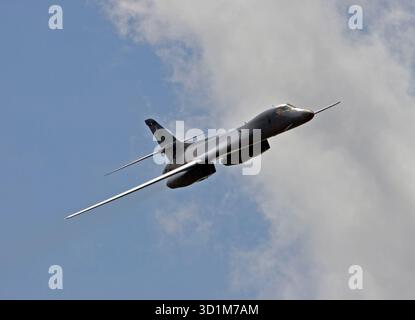 85-0074 United States Air Force Rockwell B1-B Lancer bombardiere strategico esposto al Farnborough Airshow il 15 luglio 2008. Foto Stock