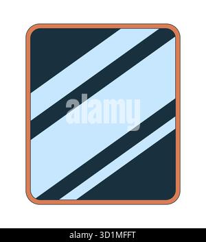 Specchio da parete con struttura in legno oggetto cartoni animati 2D. Illustrazione Vettoriale