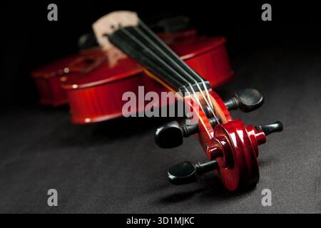 Un bel violino su un terreno buio Foto Stock
